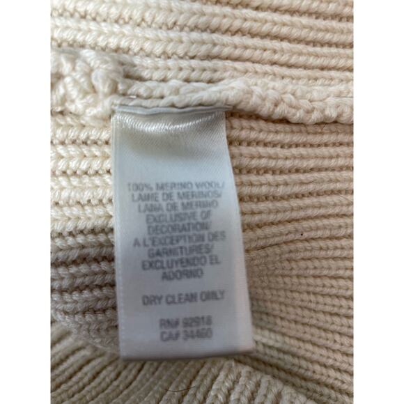 Y2K Juicy Couture Cardigan Sweater Small Cream Merino Wool Cable Knit Fishermen - Picture 7 of 7